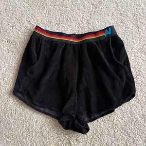 Aviator Nation Black Athletic Shorts with Rainbow Waistband